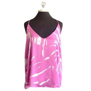 VICI bubblegum pink silky lined v-neck Racerback tank top Size XL